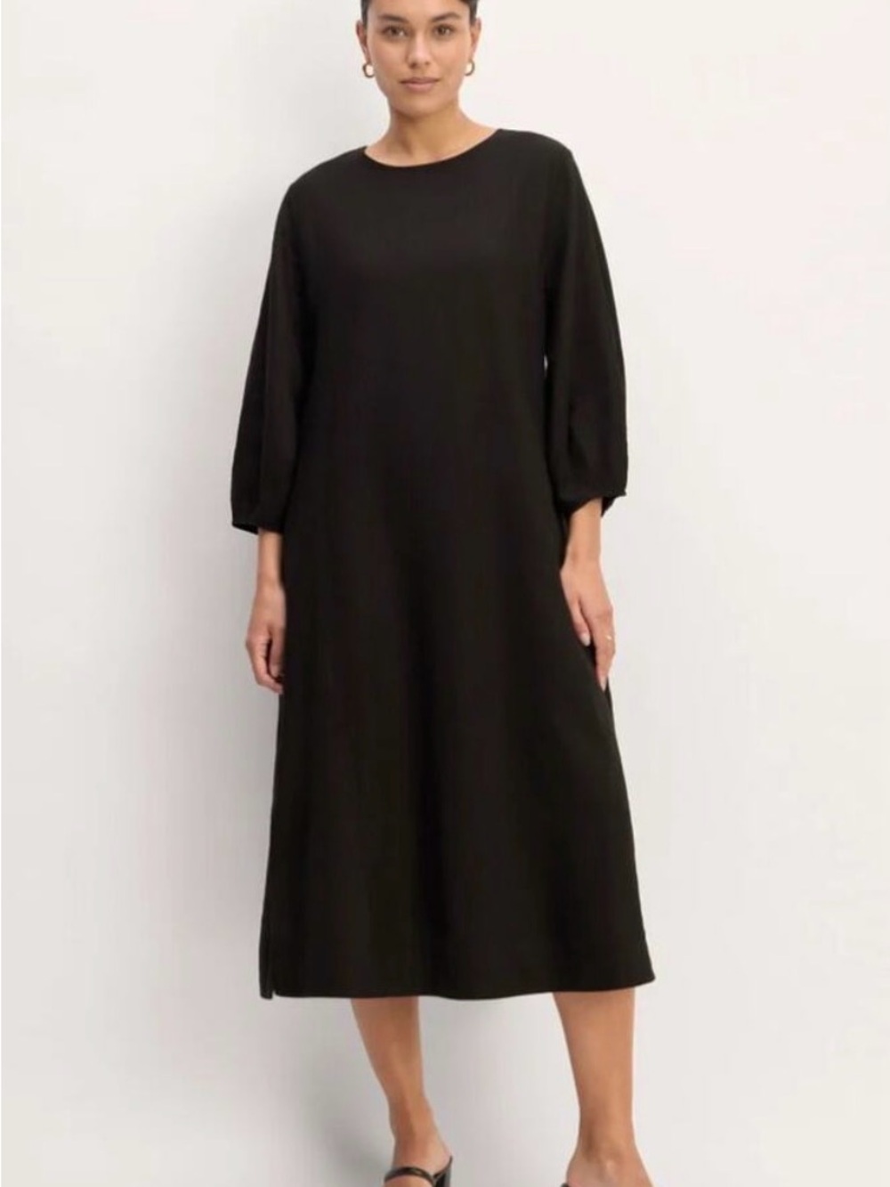 Everlane The Linen A-Line Midi
Dress Black
